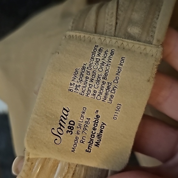 Soma sz 38 D Embraceable multiway nude tan strapless underwire bra WL115 - Picture 4 of 4